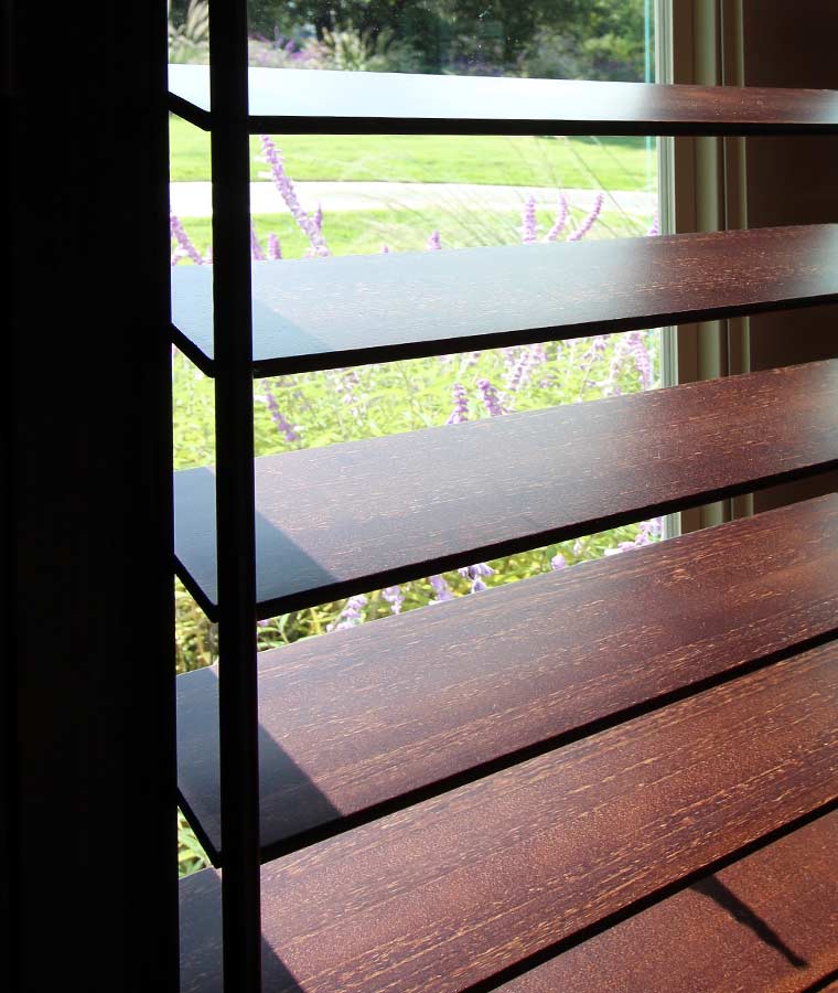 natural wood grain shutter detail